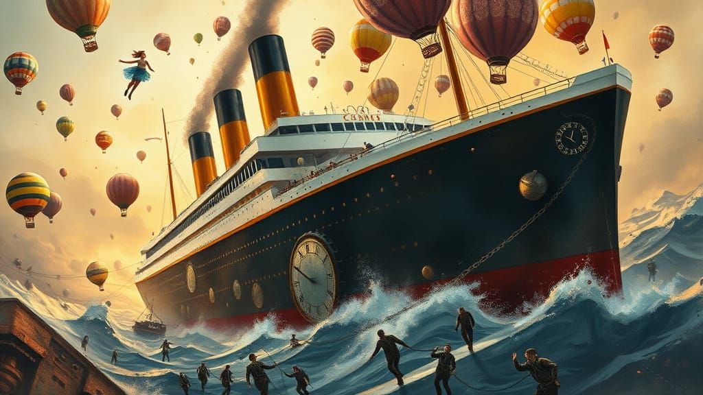 Steam-Powered Titanic Defies Gravity with Vibrant Air Balloo...