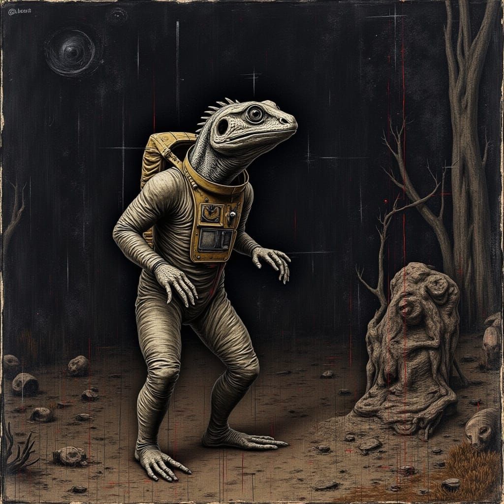 Mysterious Spacefaring Lizard in Elaborate Armor