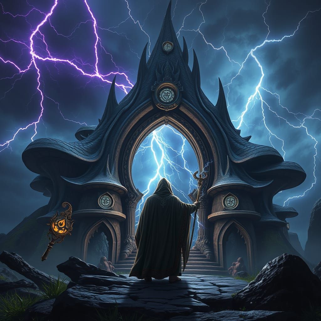 Ancient Wizard Unleashes Magical Fury in Turbulent Storm