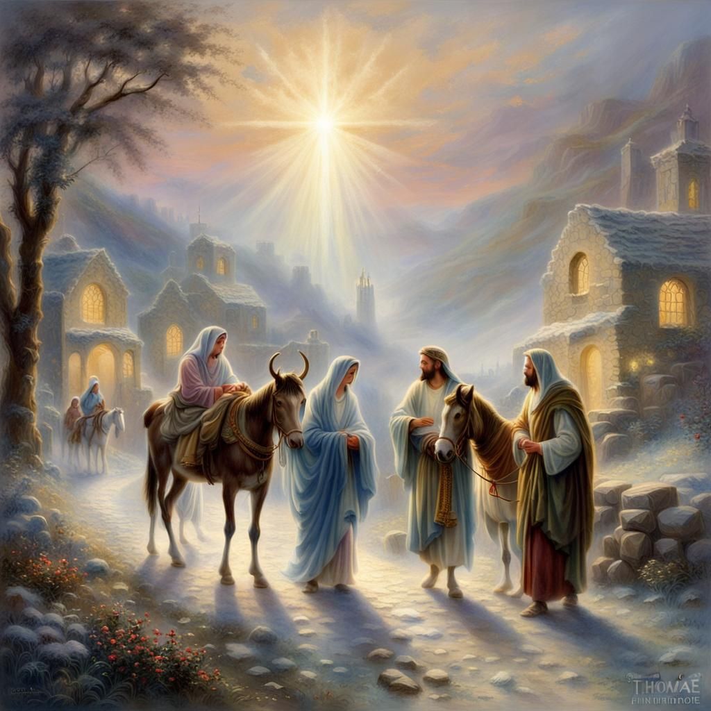 Jesus, Mary, and Joseph in Bethlehem: Ethereal Scene