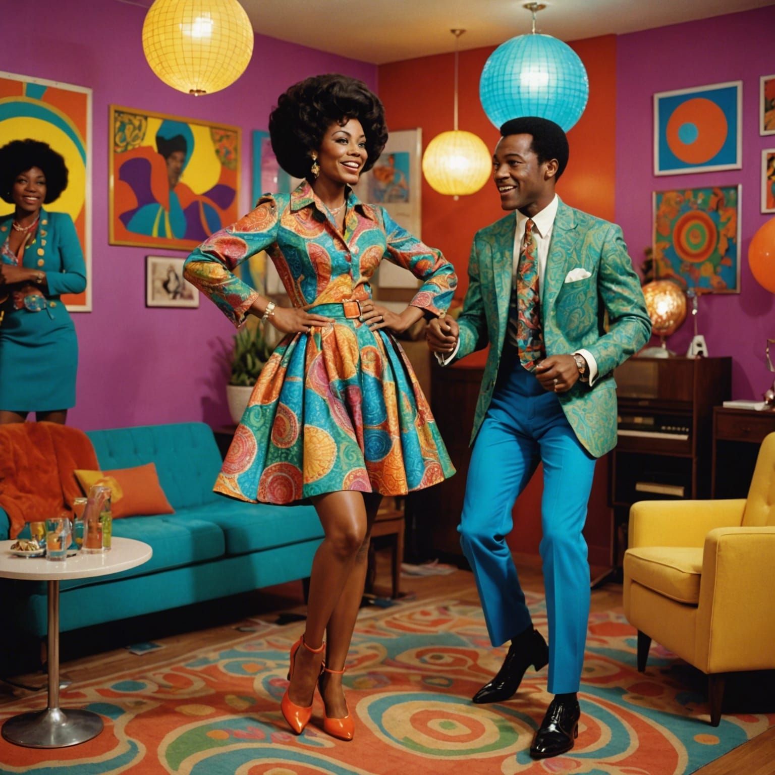 1960s House Party Scene with Dancing Couple