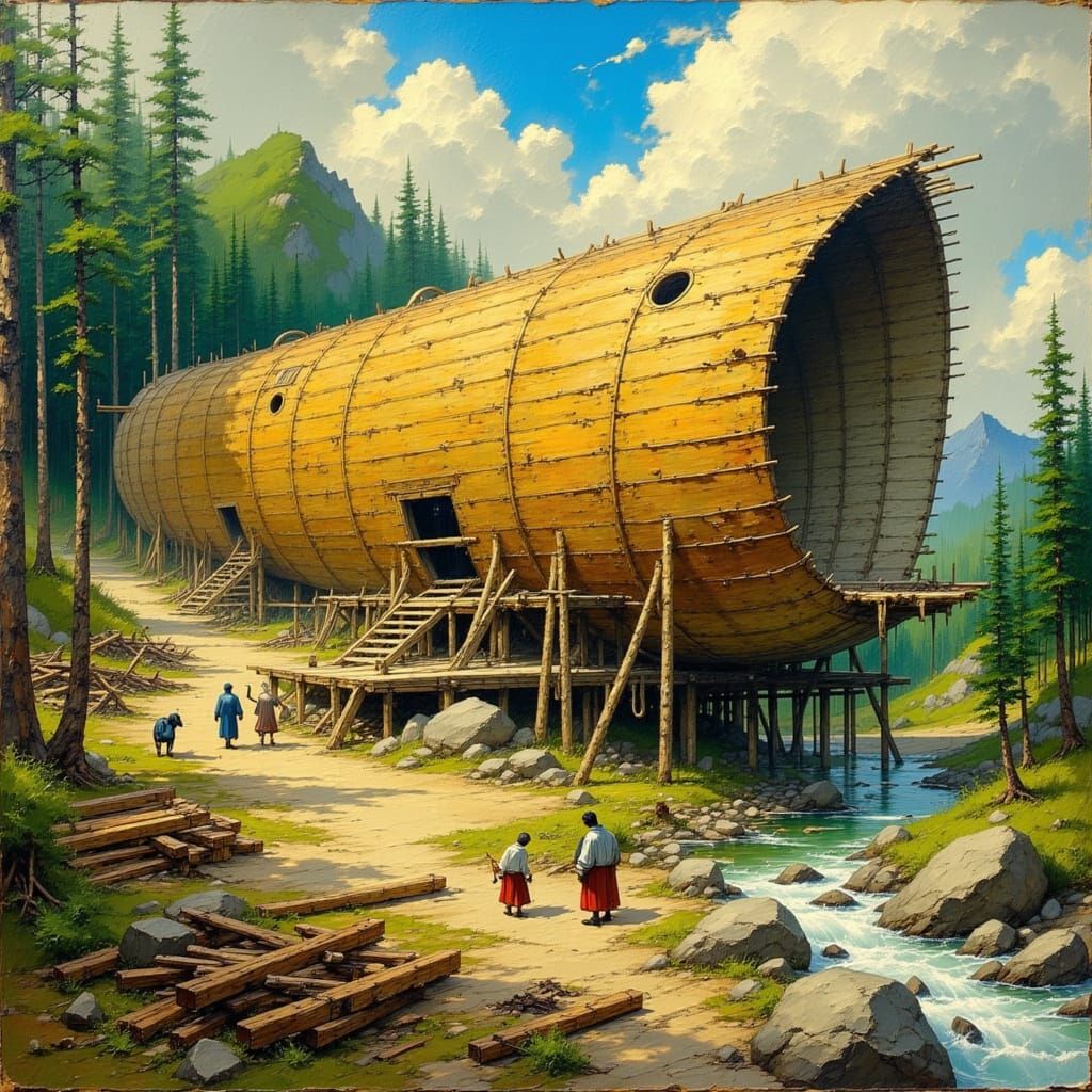 Noah's Ark Construction: A Detailed Illustration