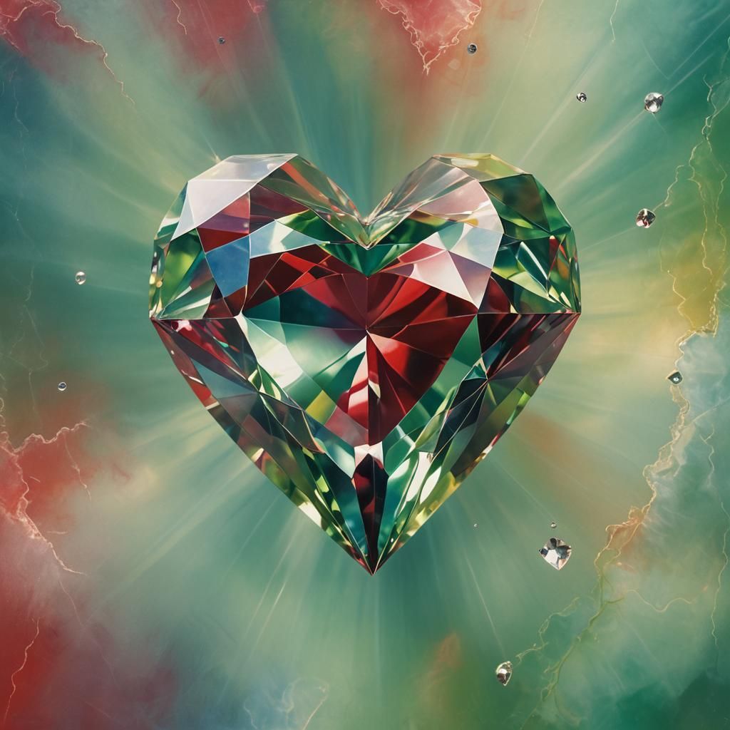 Heart Diamond in Surrealist Iridescent Style