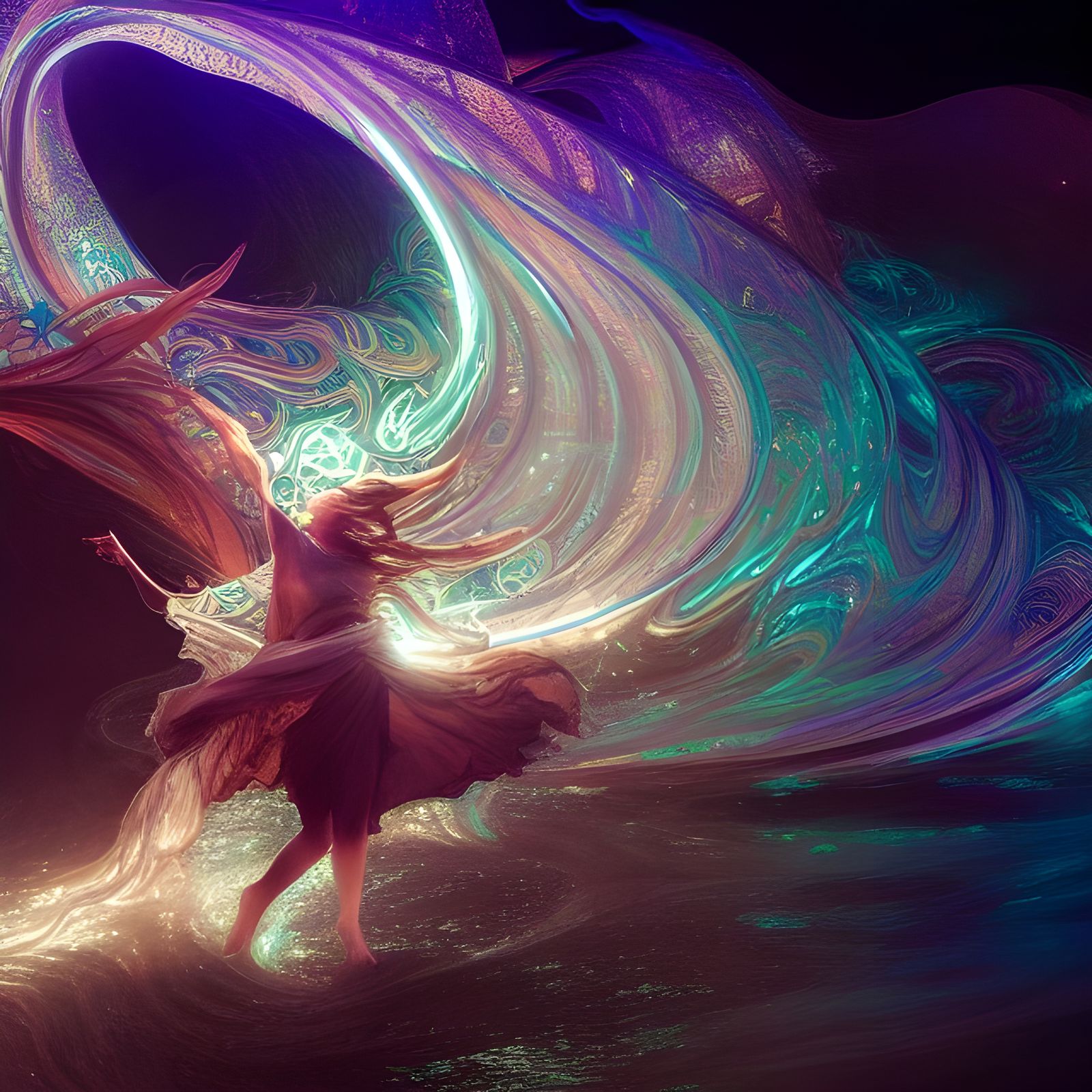 Luminescent Whirlpool in Art Nouveau Style