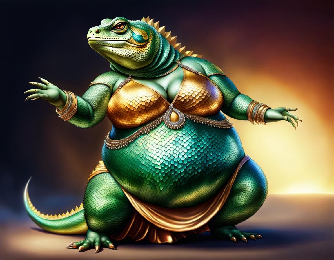 Fantasy Lizard Belly Dancer with Sparkly Scales