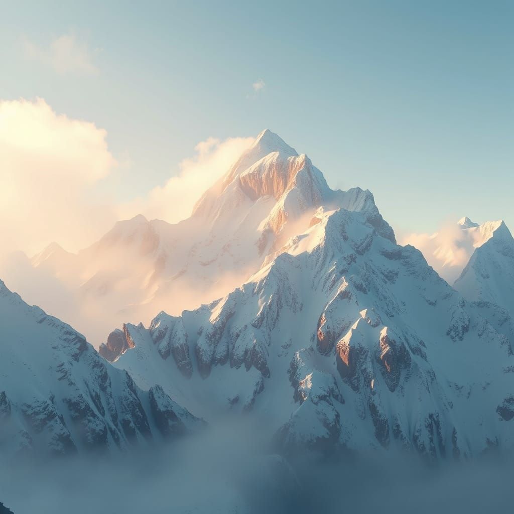 Snow-Capped Mountains in Ethereal Light