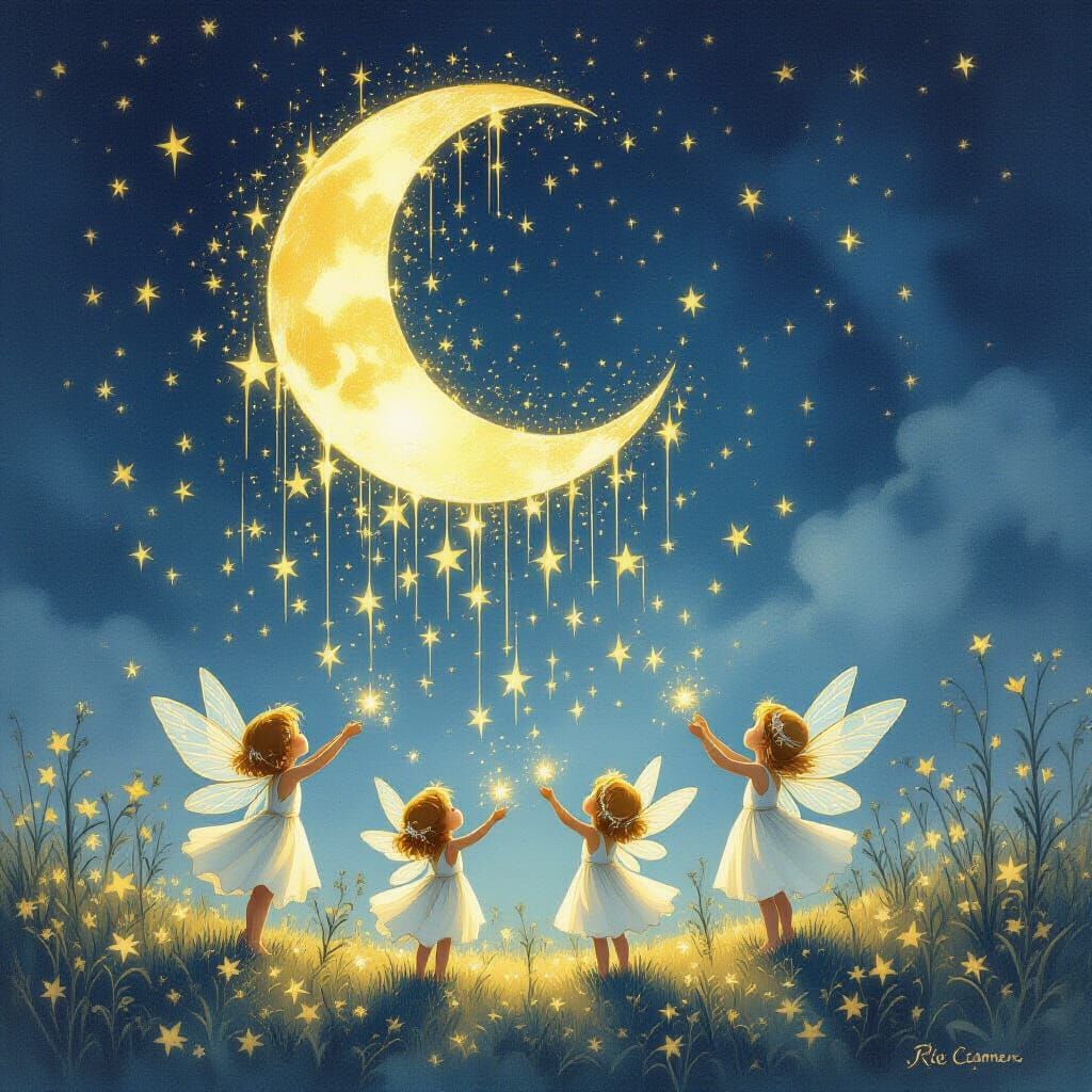 Golden Moon Shards Rain Down on Toddler Fairies