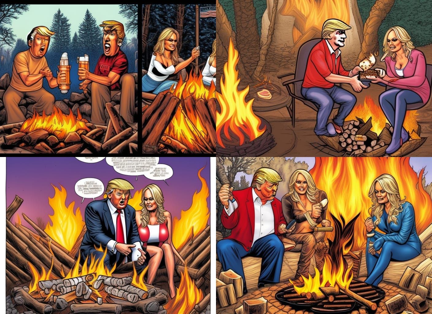 Trump and Daniels Campfire S'mores, Comic Book Art