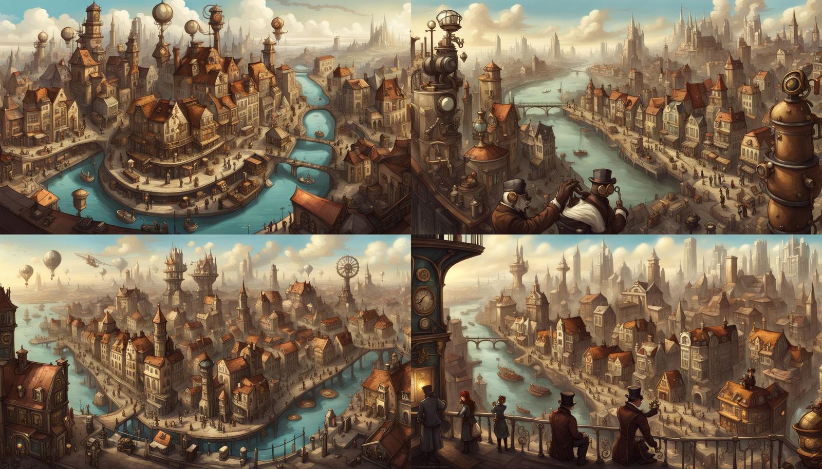 Steampunk Cityscape with Animal People
