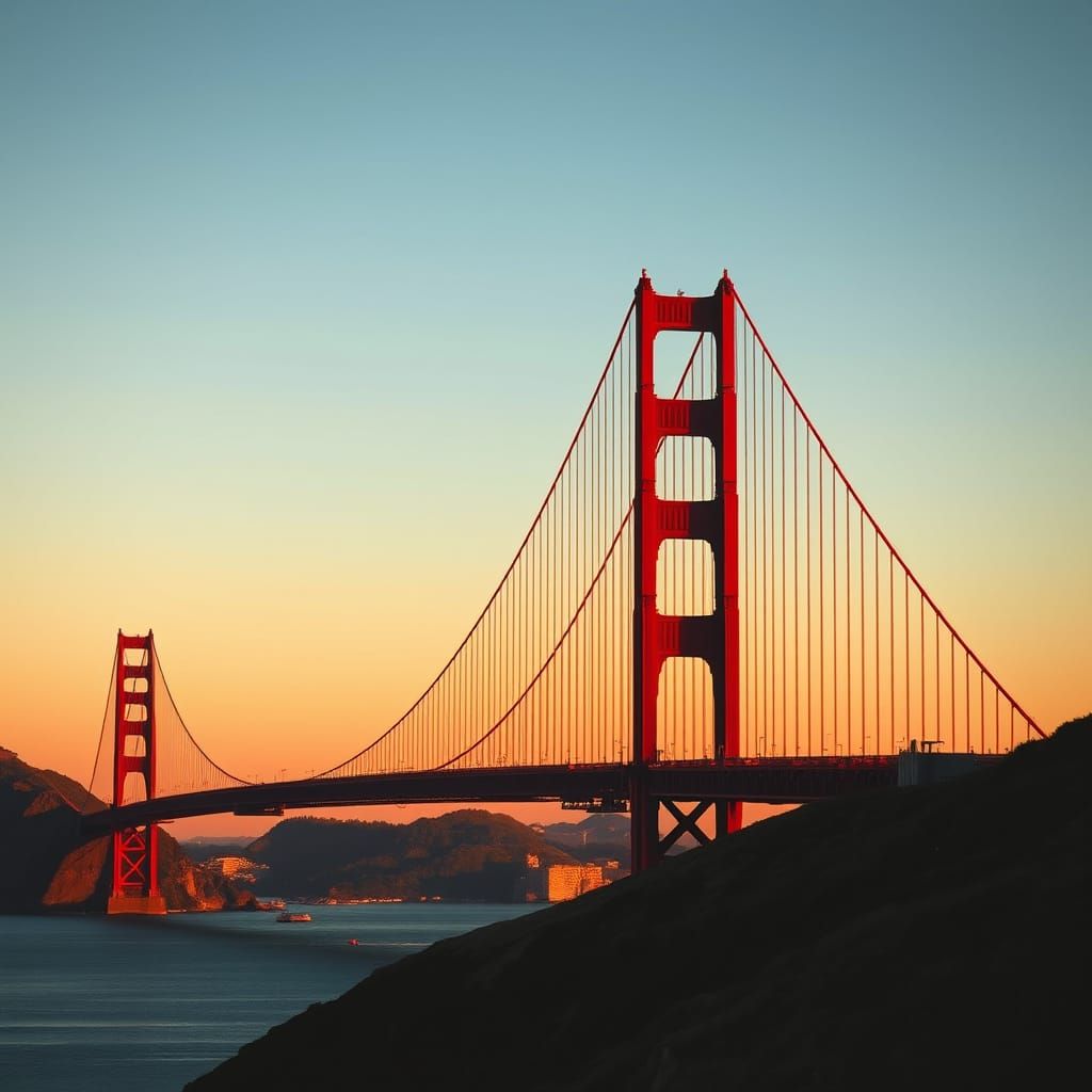 Golden Gate Bridge Sunset in Cinematic Style