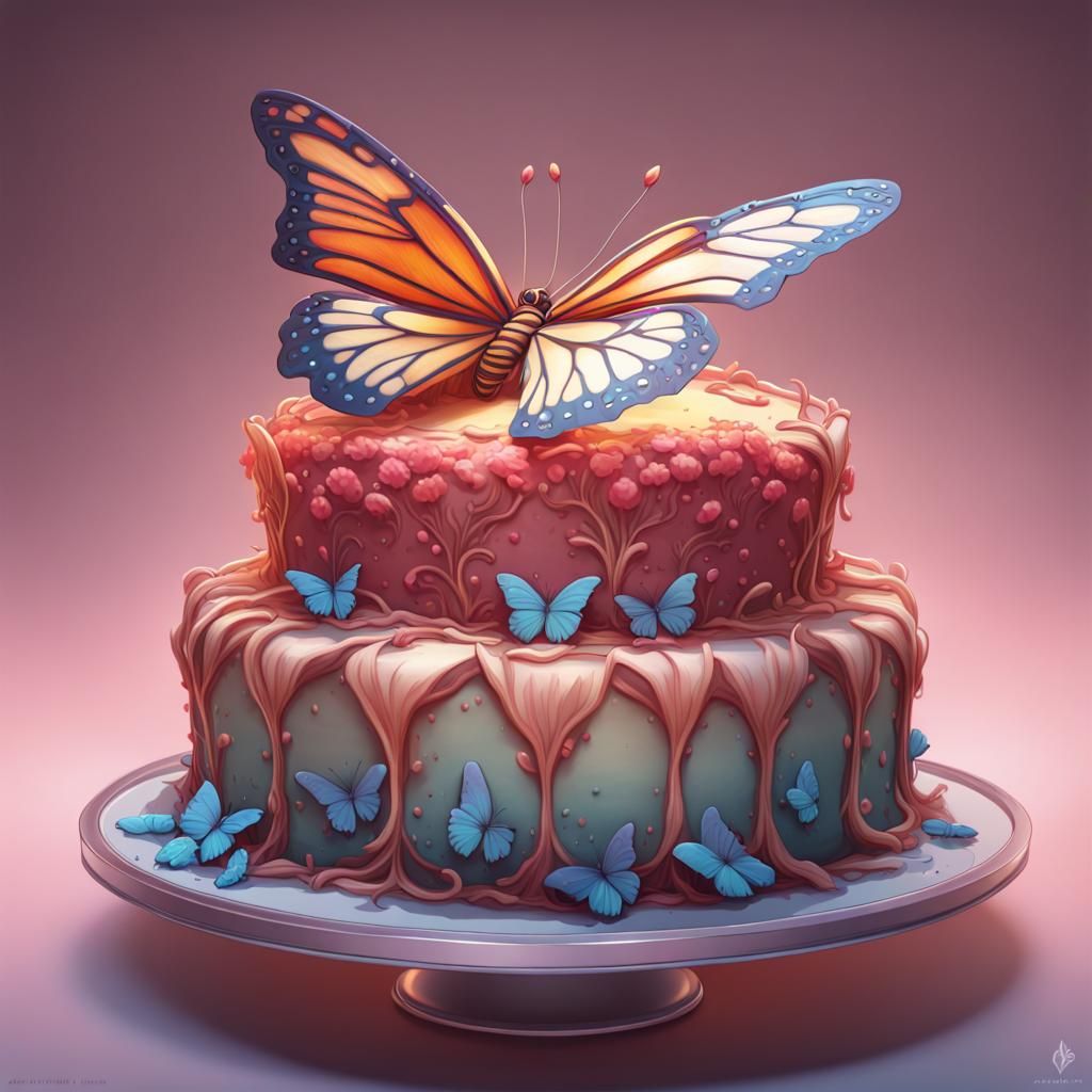 Detailed Butterfly Cake Portrait in Artgerm Style