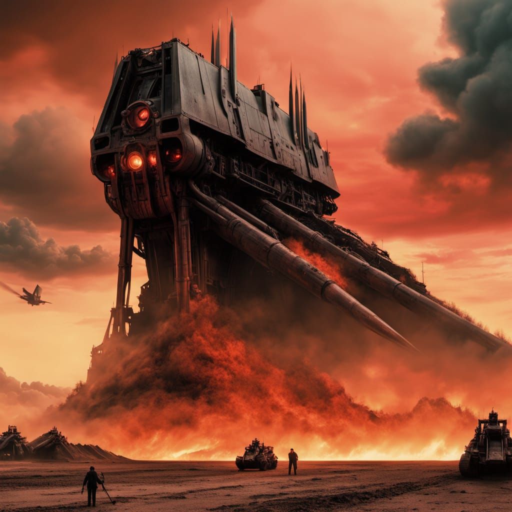 Infernal Flying Fortress Over Hell's Wasteland