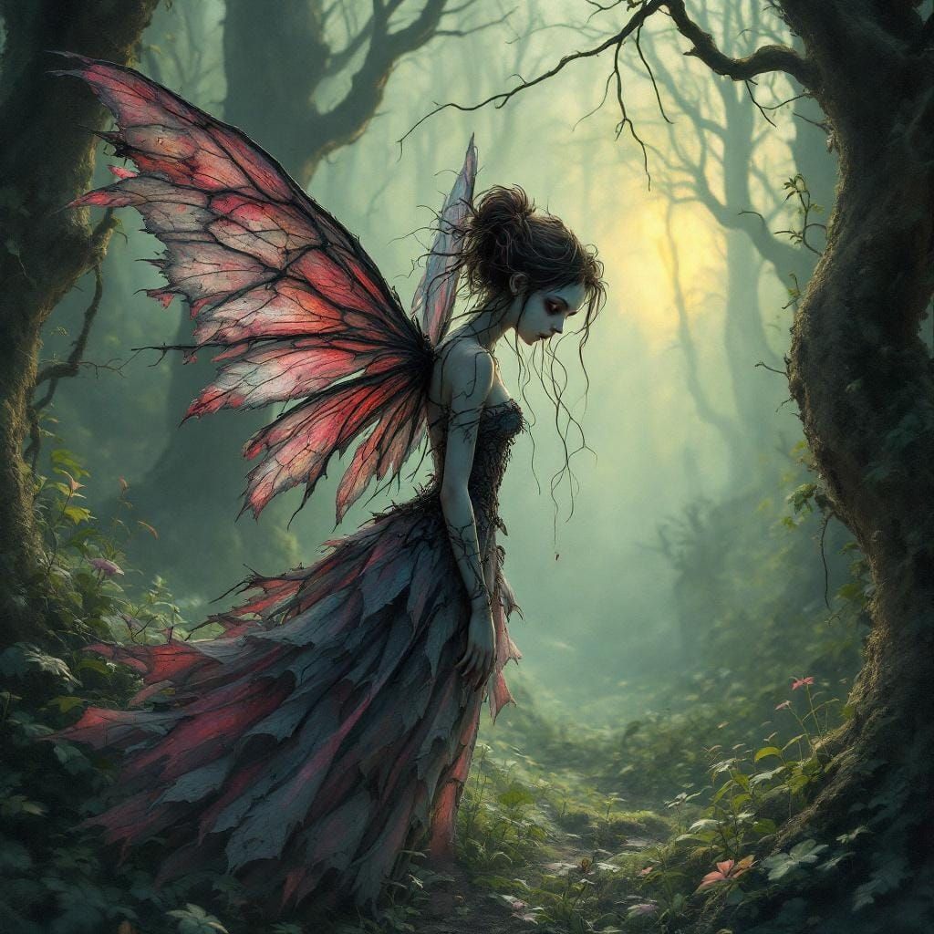 Sally as Fairy in Dark Whimsical Forest