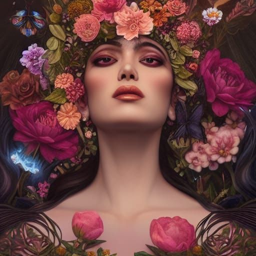 Mexican Underworld Queen Portrait in Rococo Style