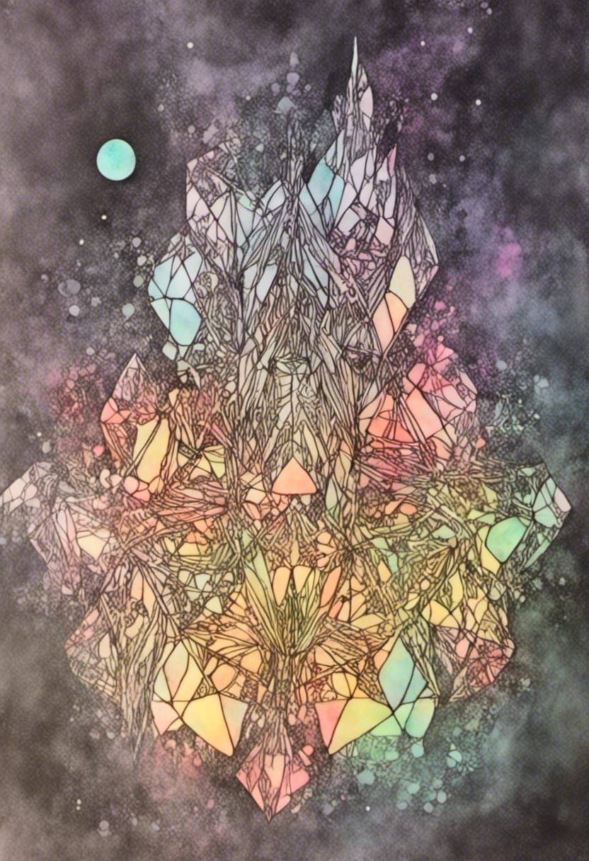 Futuristic Alien Geometric Art in Black and White