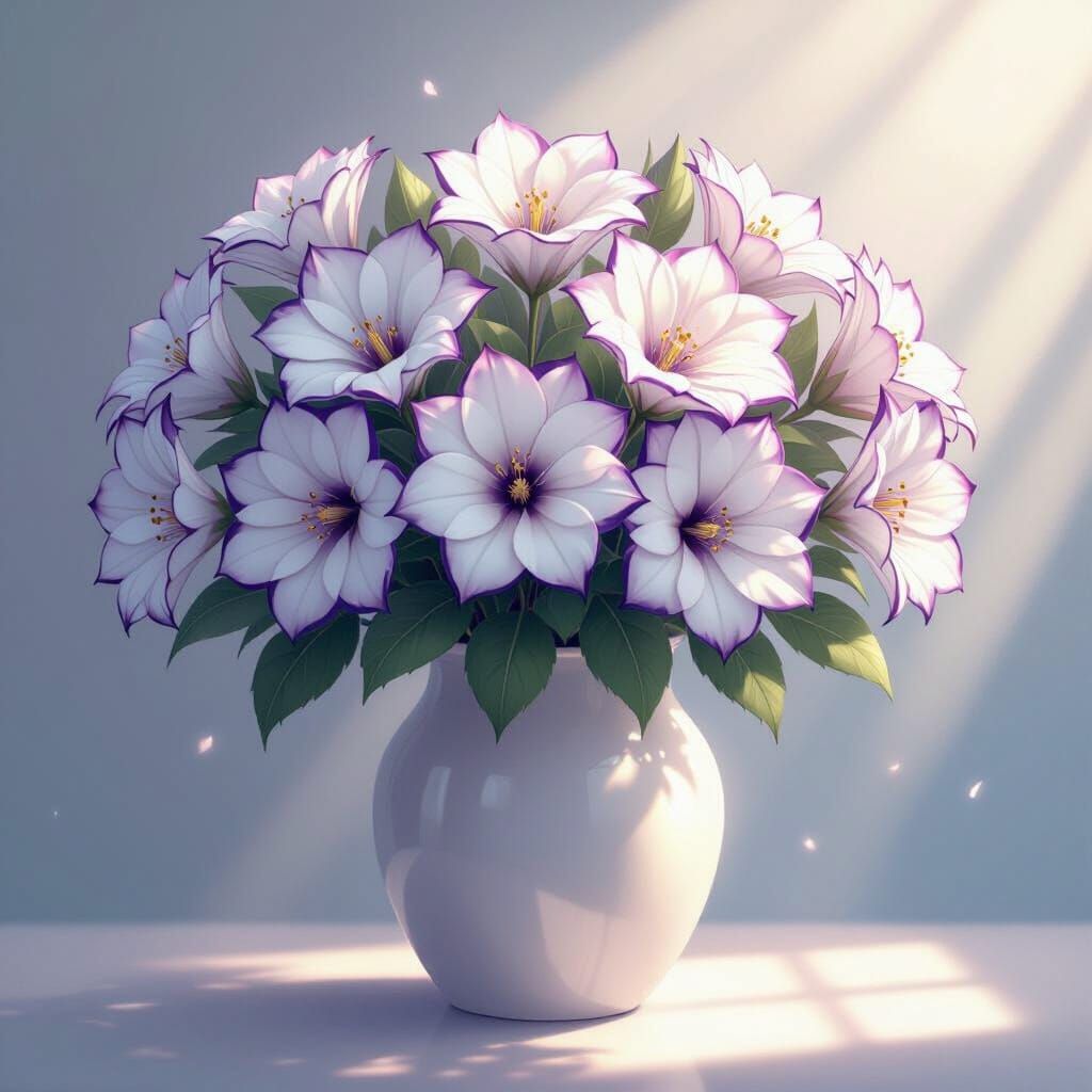 Anime Style Lizzie Anthers Bouquet with Purple Trim