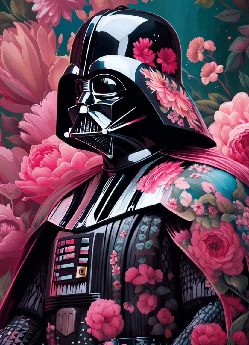 Darth Vader in Floral Pink Armor, Psychedelic Art
