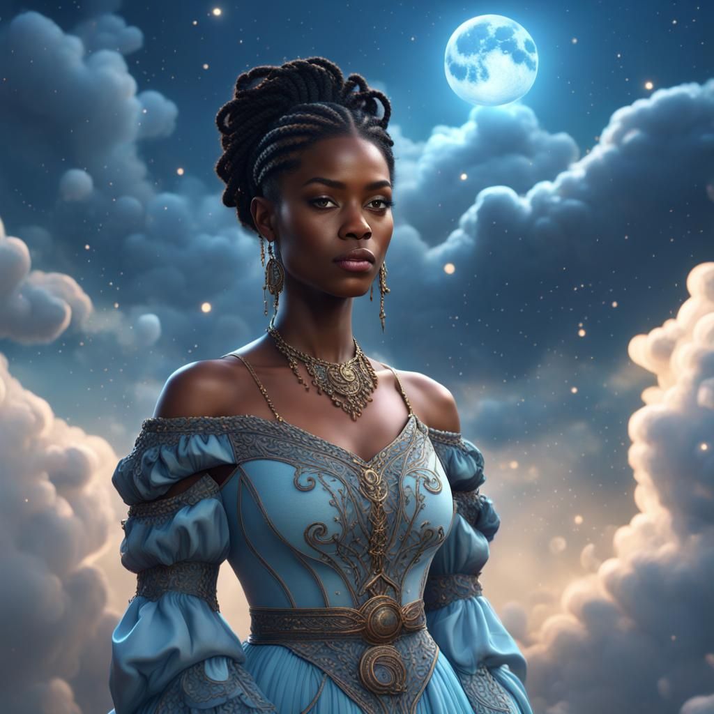 Magical Dark-Skinned Woman in Fantasy Concept Art