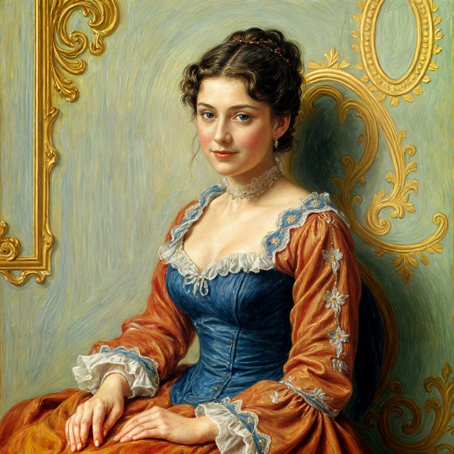 Victorian Era Portrait of a Single Woman in Bright Colors