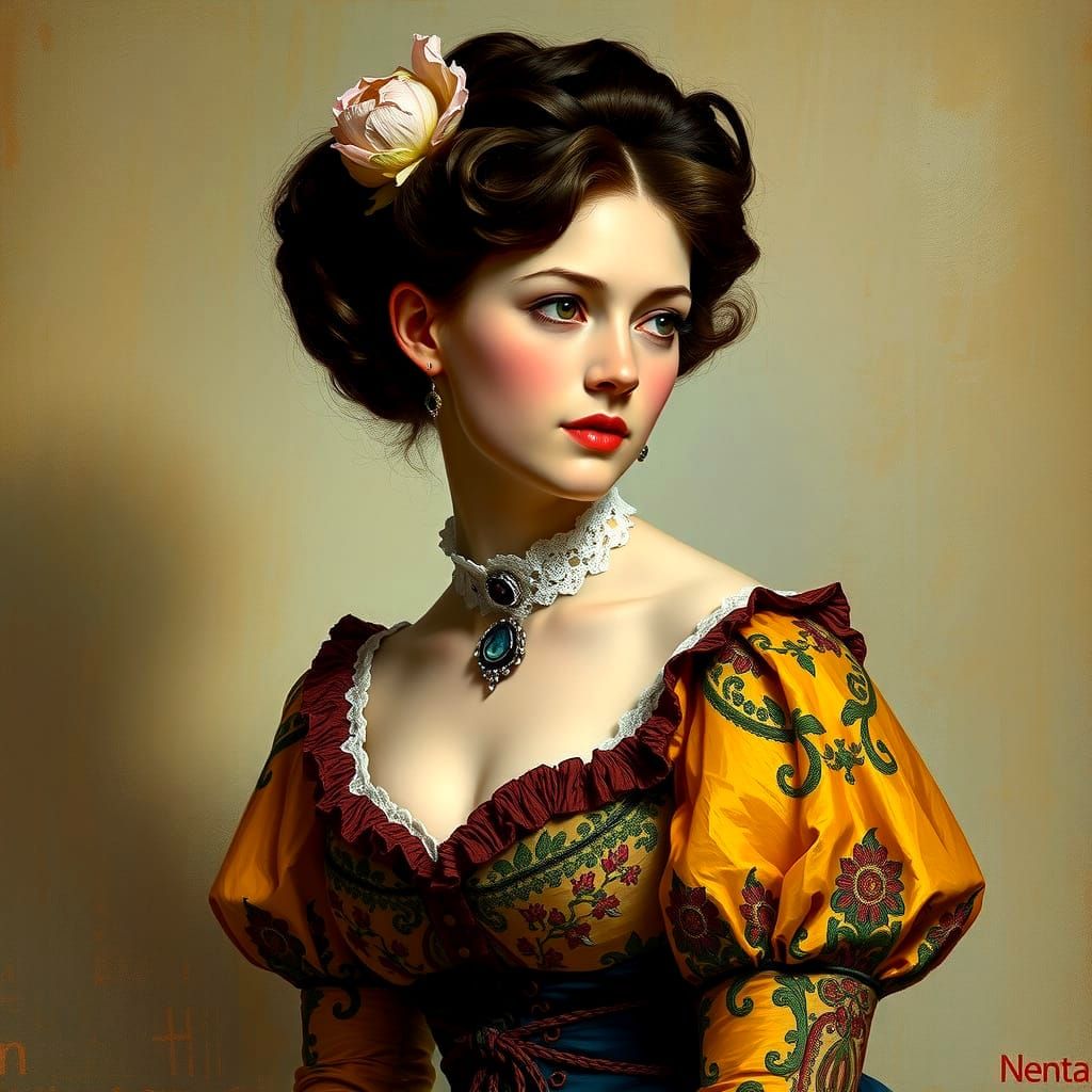 French Victorian Beauty in Impressionist Style