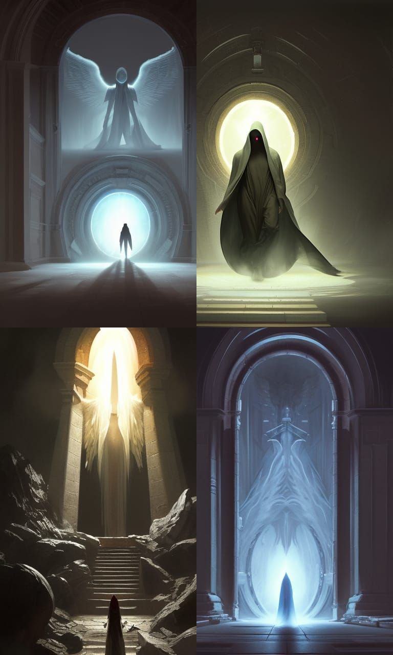 Hero Arrives Through Angelic Portal: Hyperrealistic Digital ...