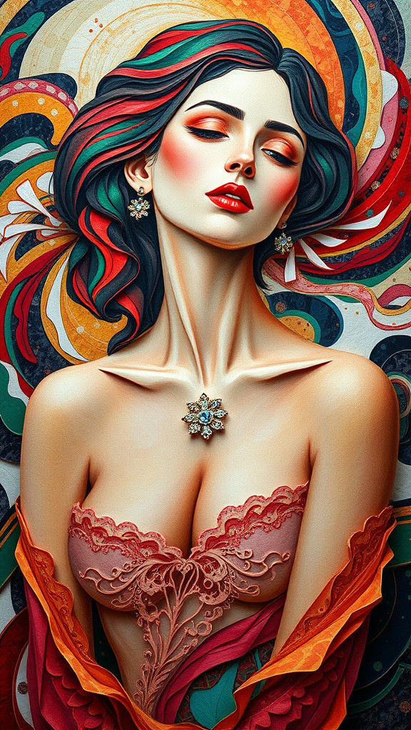 Golden Aura Woman in Gustav Klimt Inspired Style