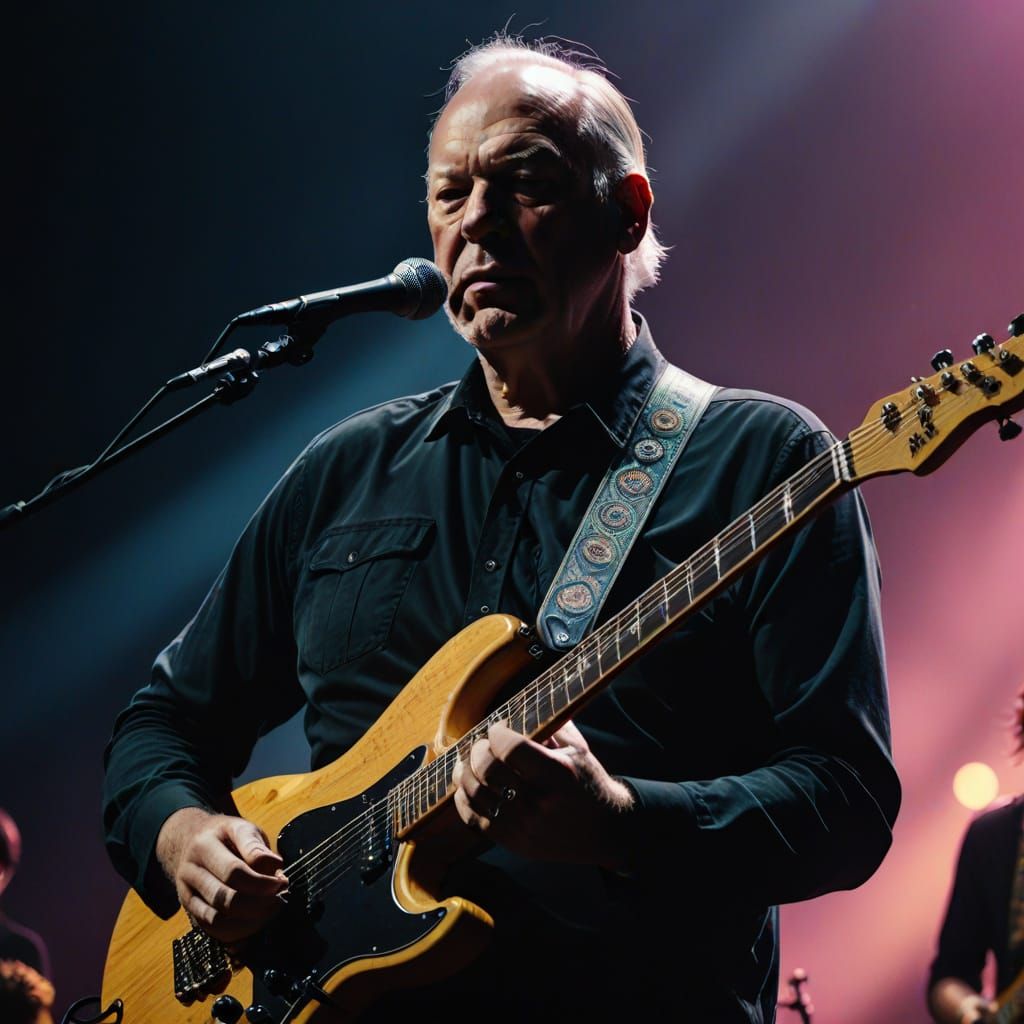 Psychedelic Rock Concert: Guitarist Under Stage Lights