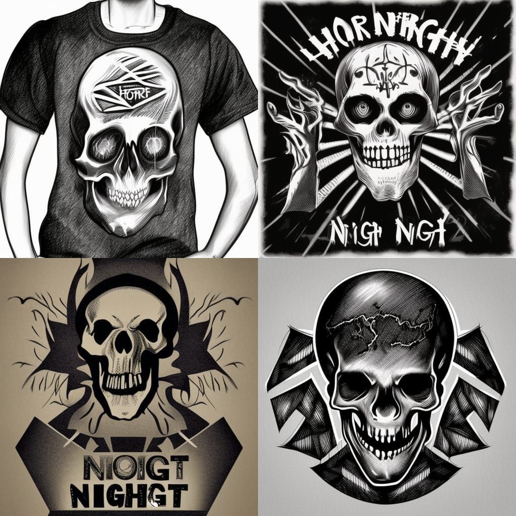 Hyperdetailed Charcoal Skeleton Head for Horror Night T-Shir...