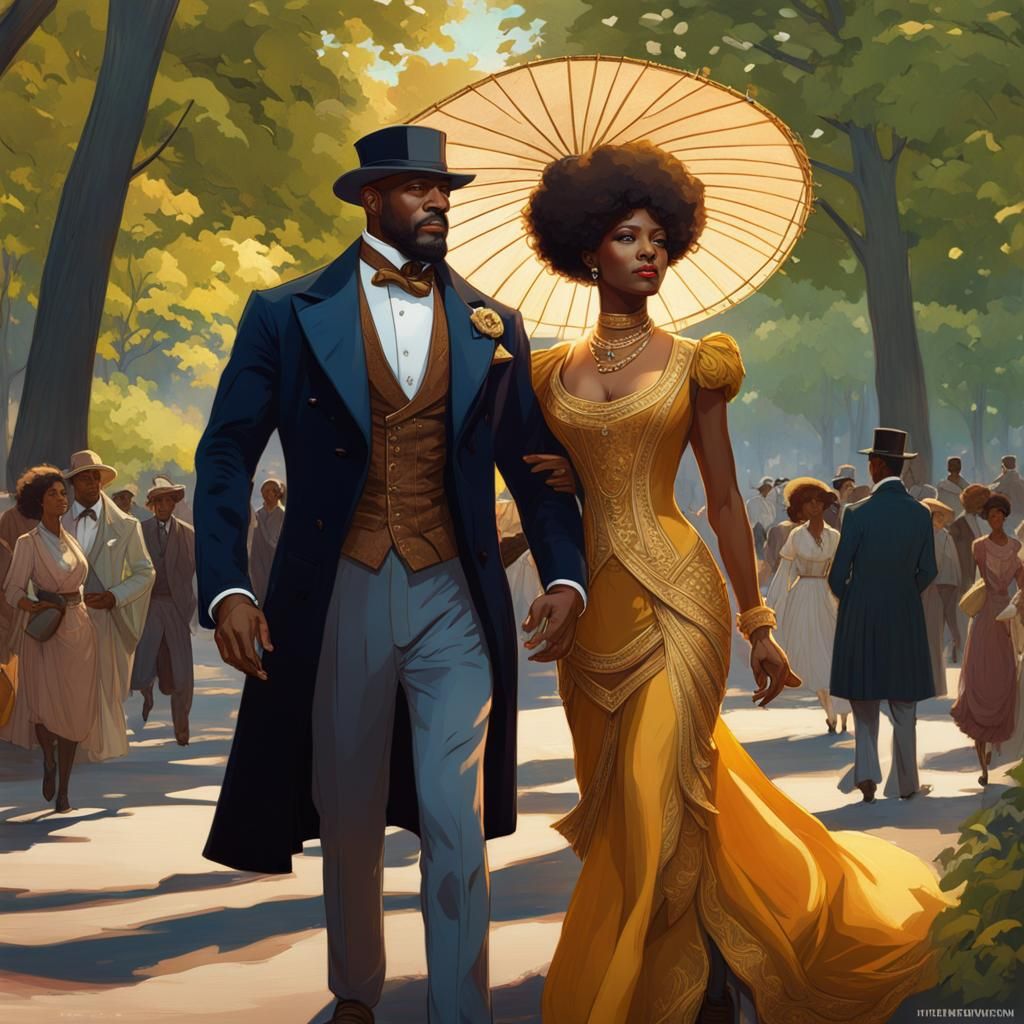 Gilded Age: Afro Americans in Central Park, Art Nouveau Port...