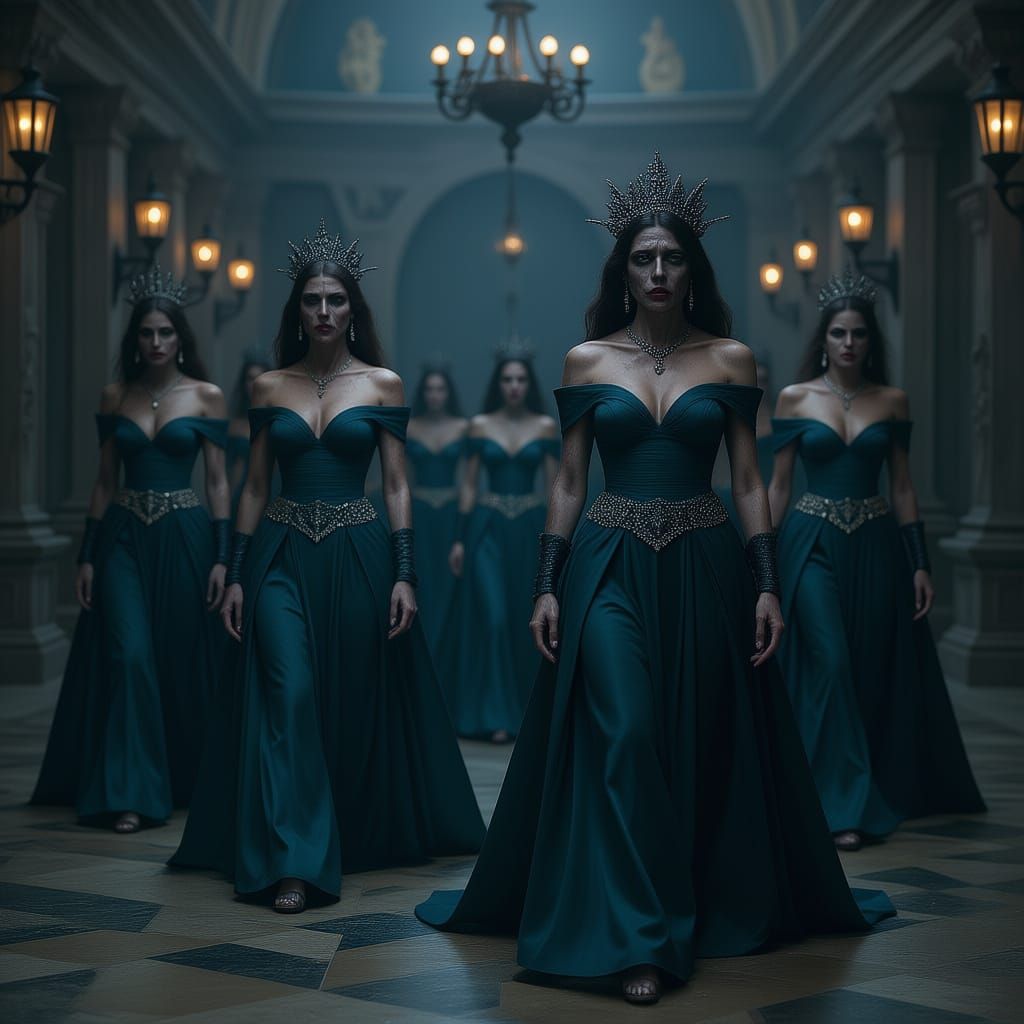 Art Deco Zombie Prom Queen in Eerie Grandeur