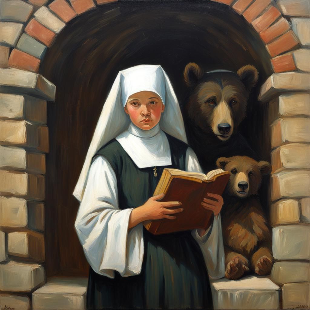 Unconventional Nun Portrait in Illustrative Style