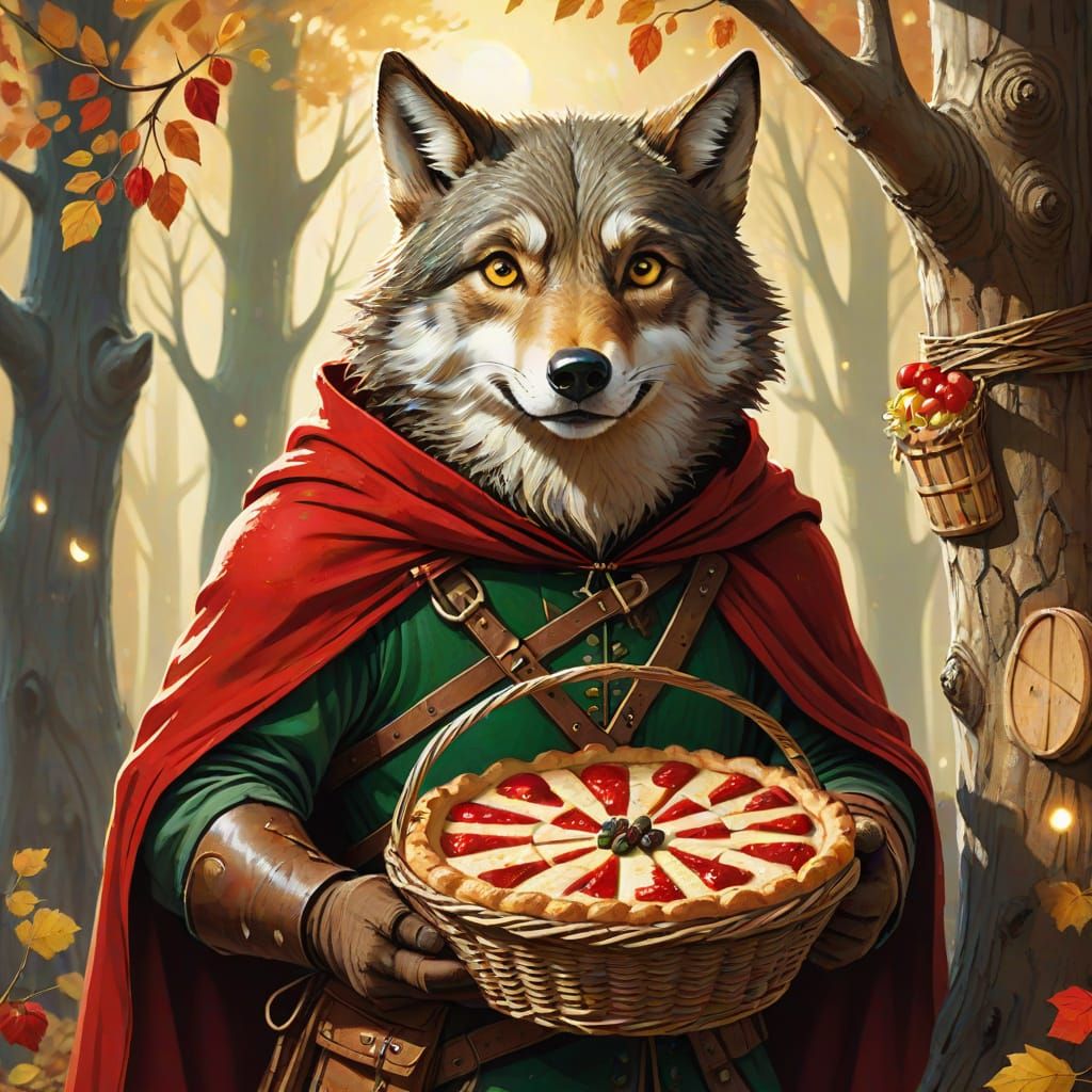 Robin Hood in Whimsical Forest Scene with Pies and a Surpris...