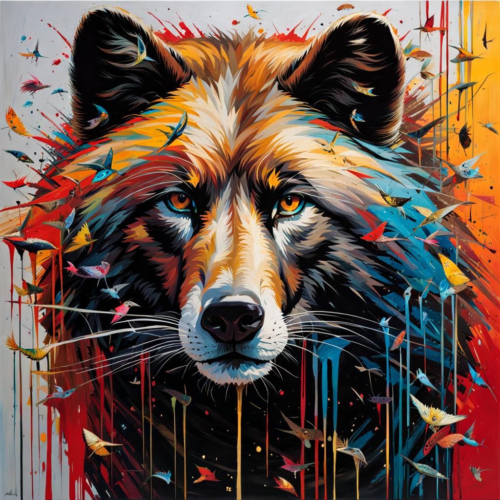 Animal Portrait in Trash Art Style