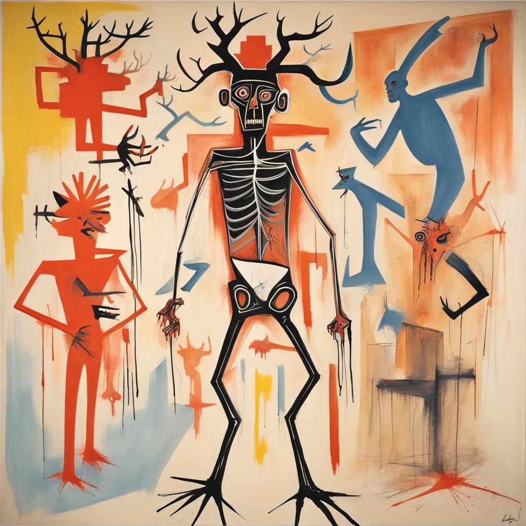 Abstract Wendigo in Cubist Surrealism Style
