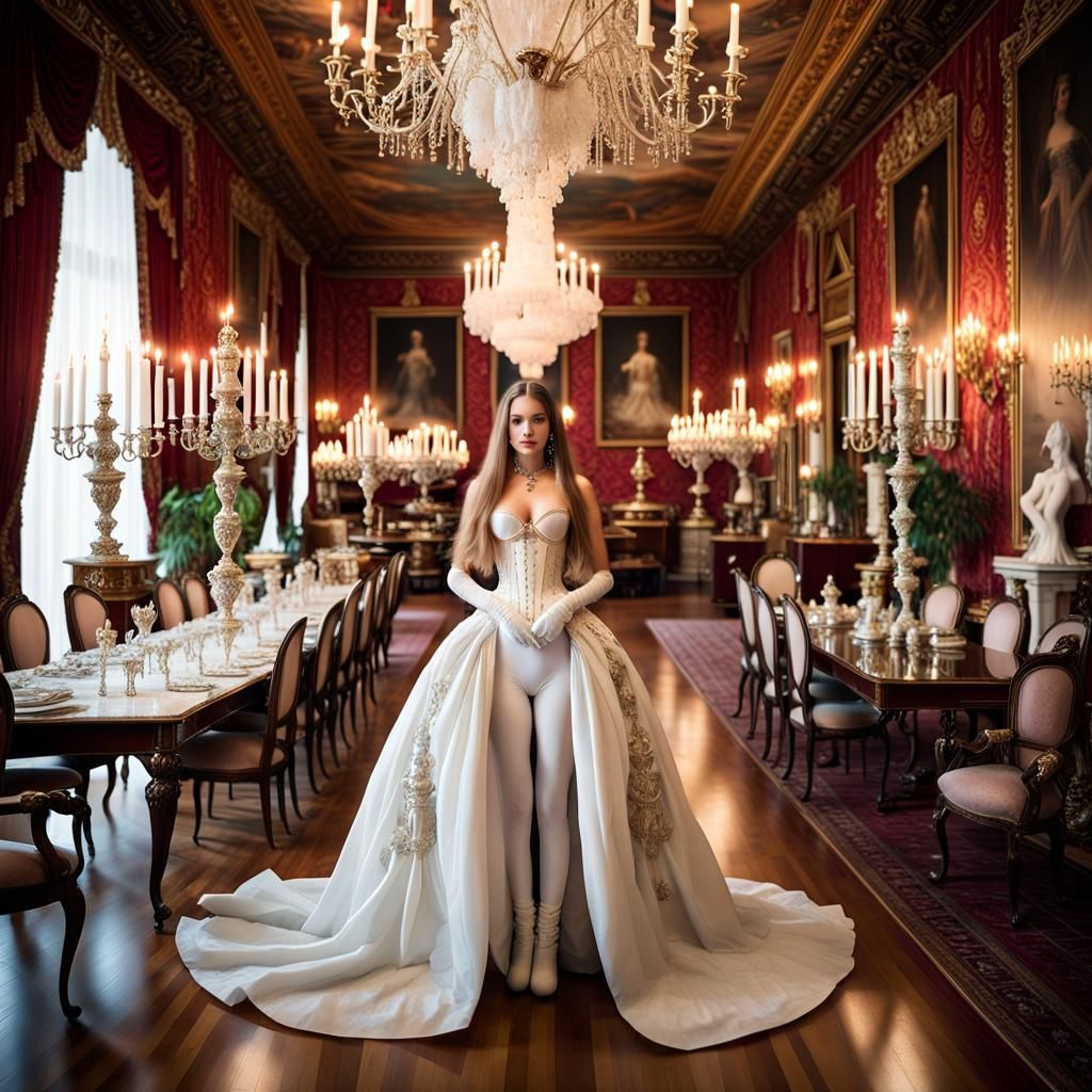 Woman in Latex Gown with Diamond Tiara