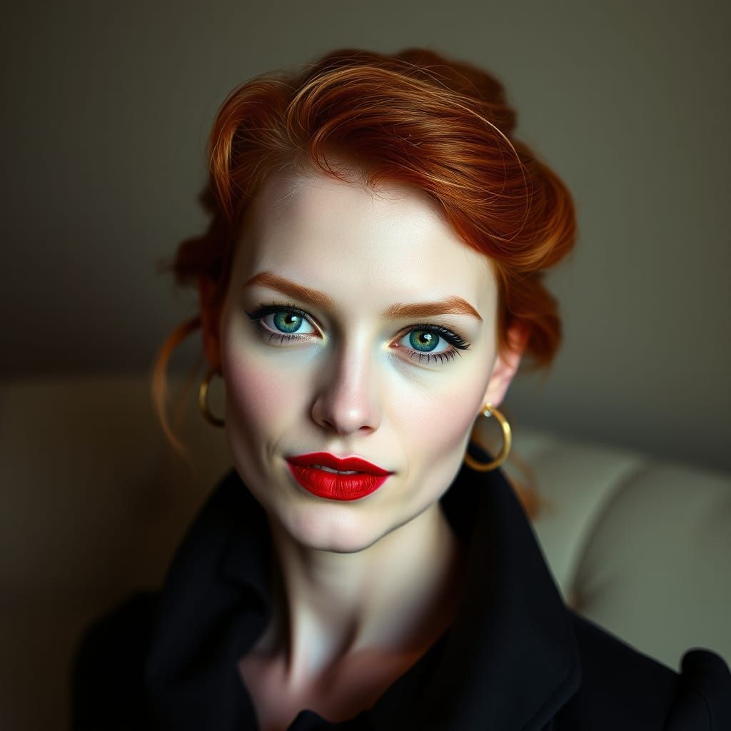 Redhead Portrait in High-Contrast Fashion Photography Style