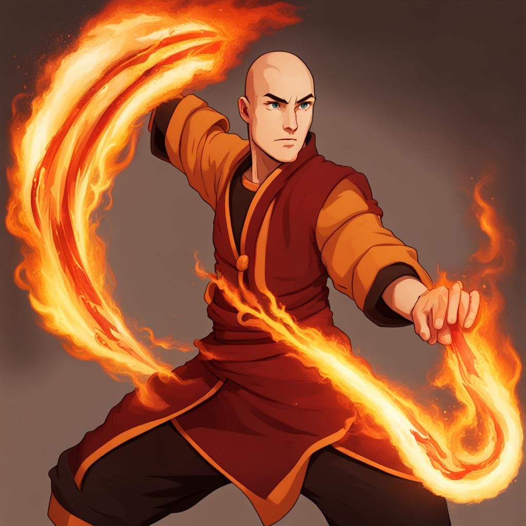 Dynamic Firebender Character Illustration