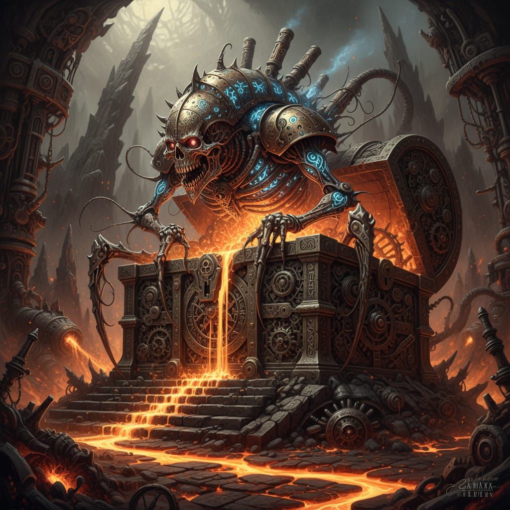 Steampunk Clockwork Daemon Emerges from Treasure Chest