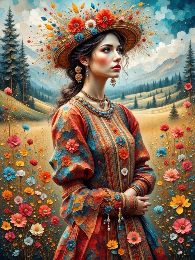 Siberian Woman in Impasto Style