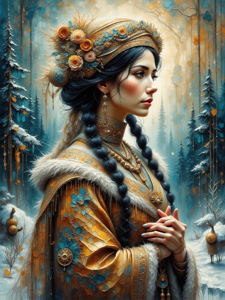 Siberian Woman in Impasto Style