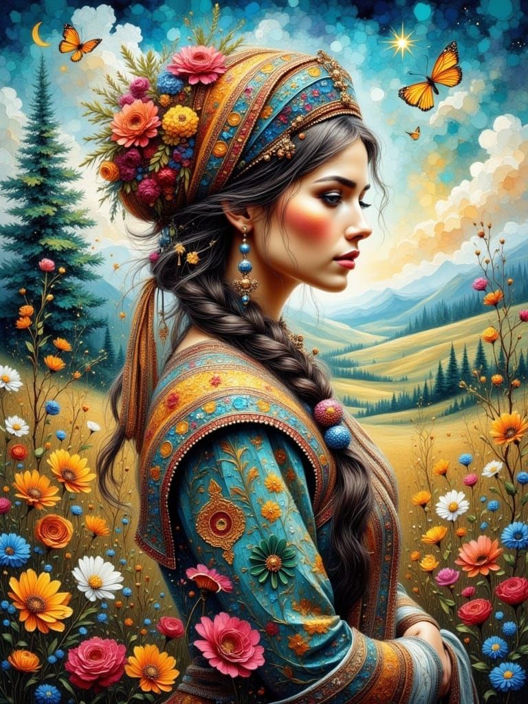 Siberian Woman in Impasto Style