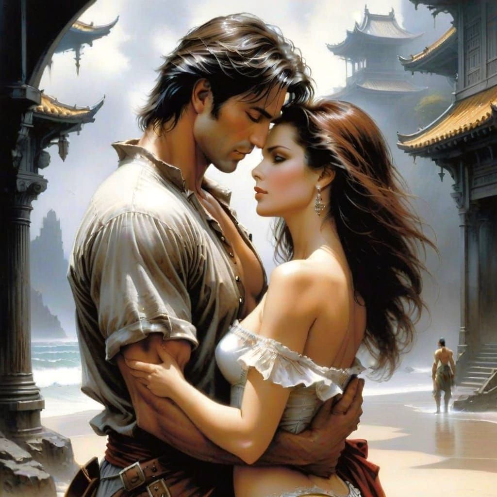 Romantic Couple Embrace, Book Cover Art