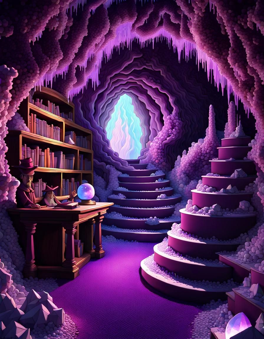 Magical Wizard's Home in Amethyst Crystal Cave
