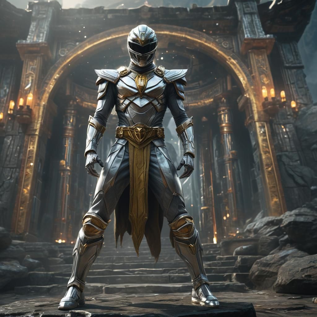 Silver Power Ranger Monk Fusion in Mystical Temple