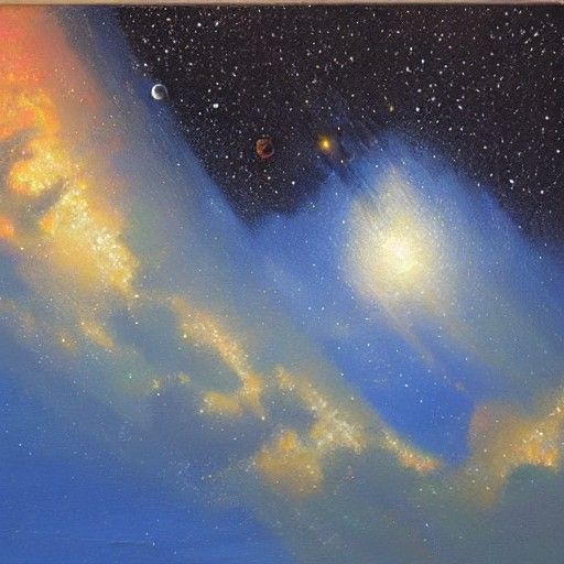 Celestial Stars in Deep Space as Oil Painting