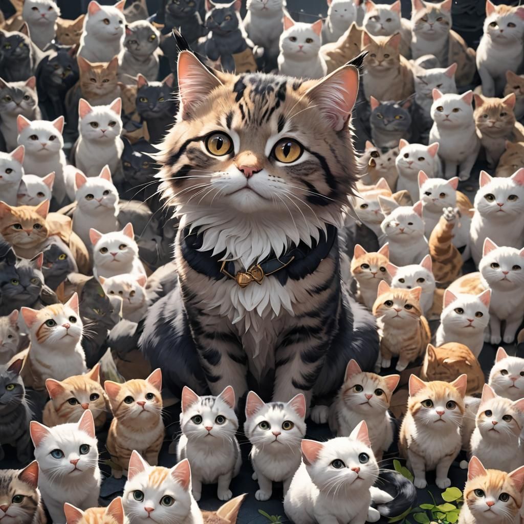 Detailed 3D Anime Cat Inspired by WLOP