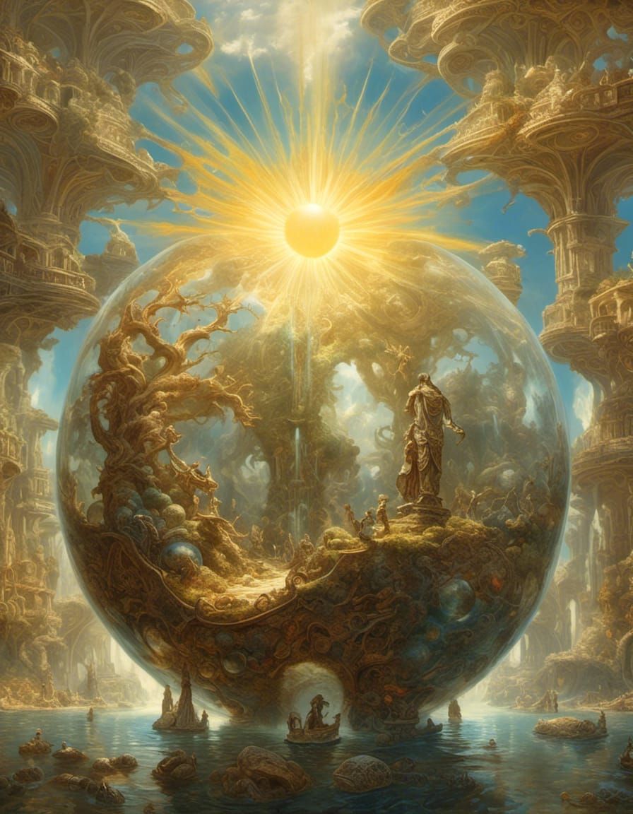 Hyperreal Sun Orb Basking in Warm Light