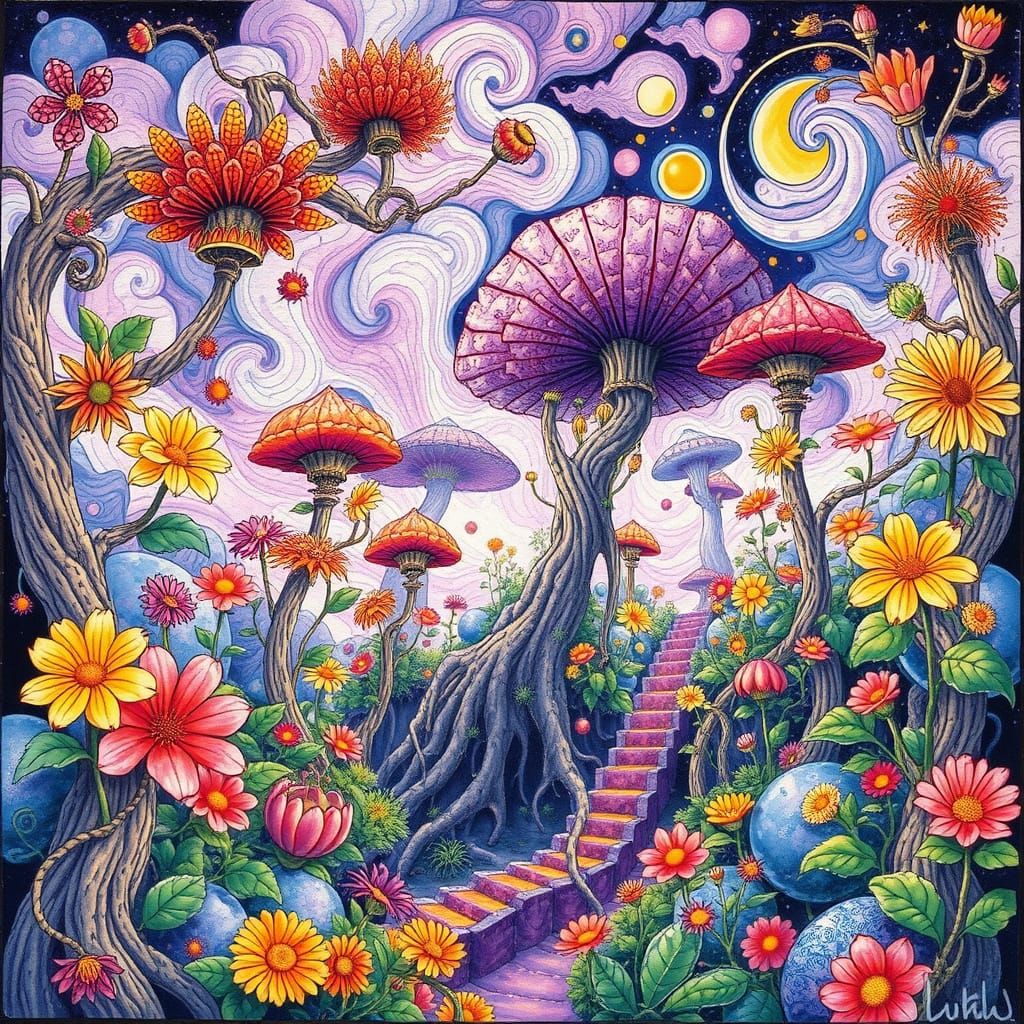 Surreal Garden Blooms in Vibrant Colors