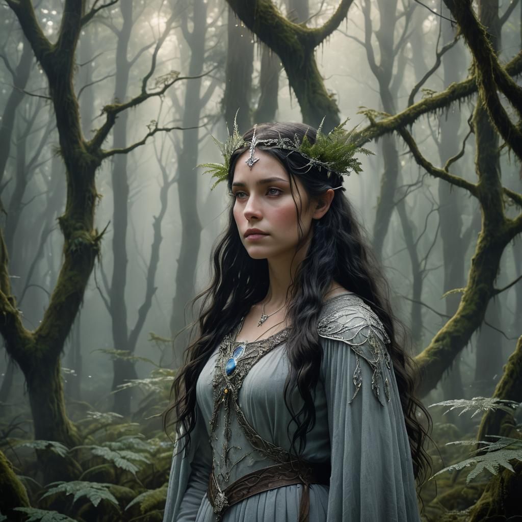 Proud Daughter of Aragon and Arwen in Misty Forest