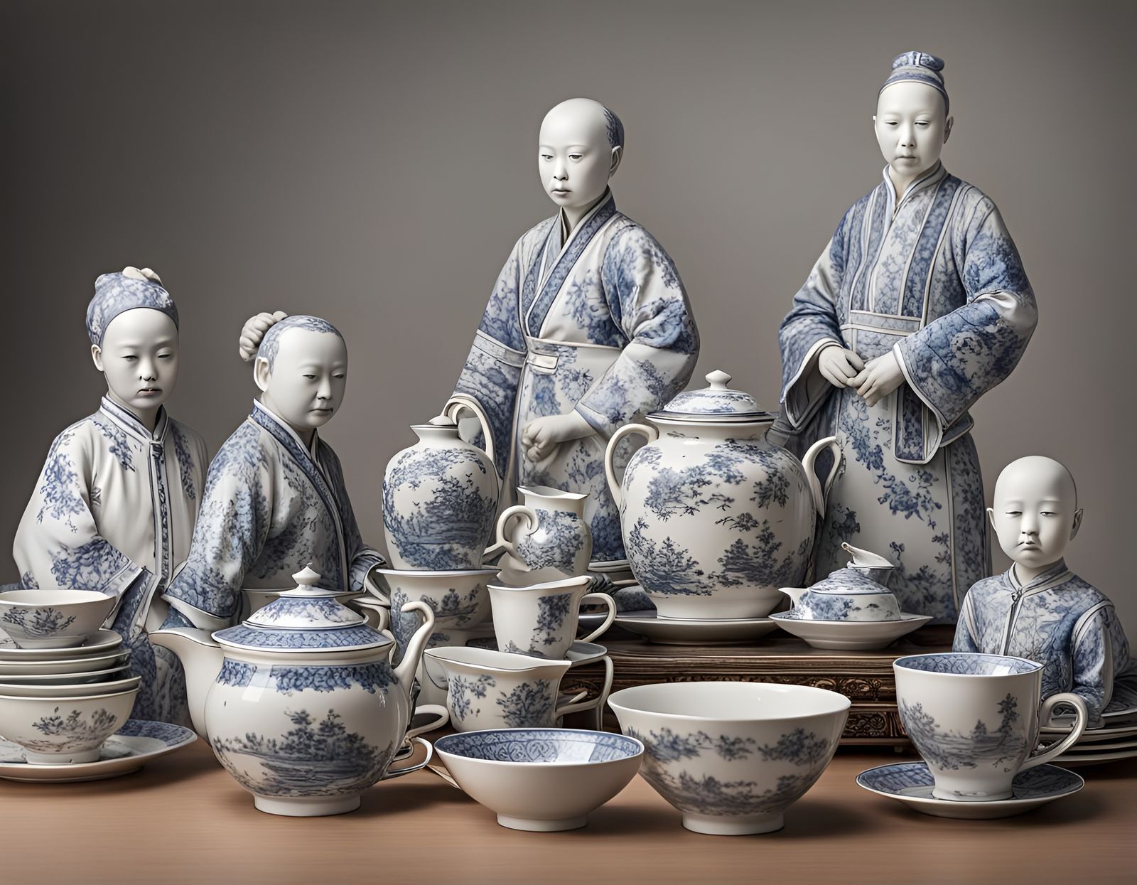 Photorealistic China Set in Human Form